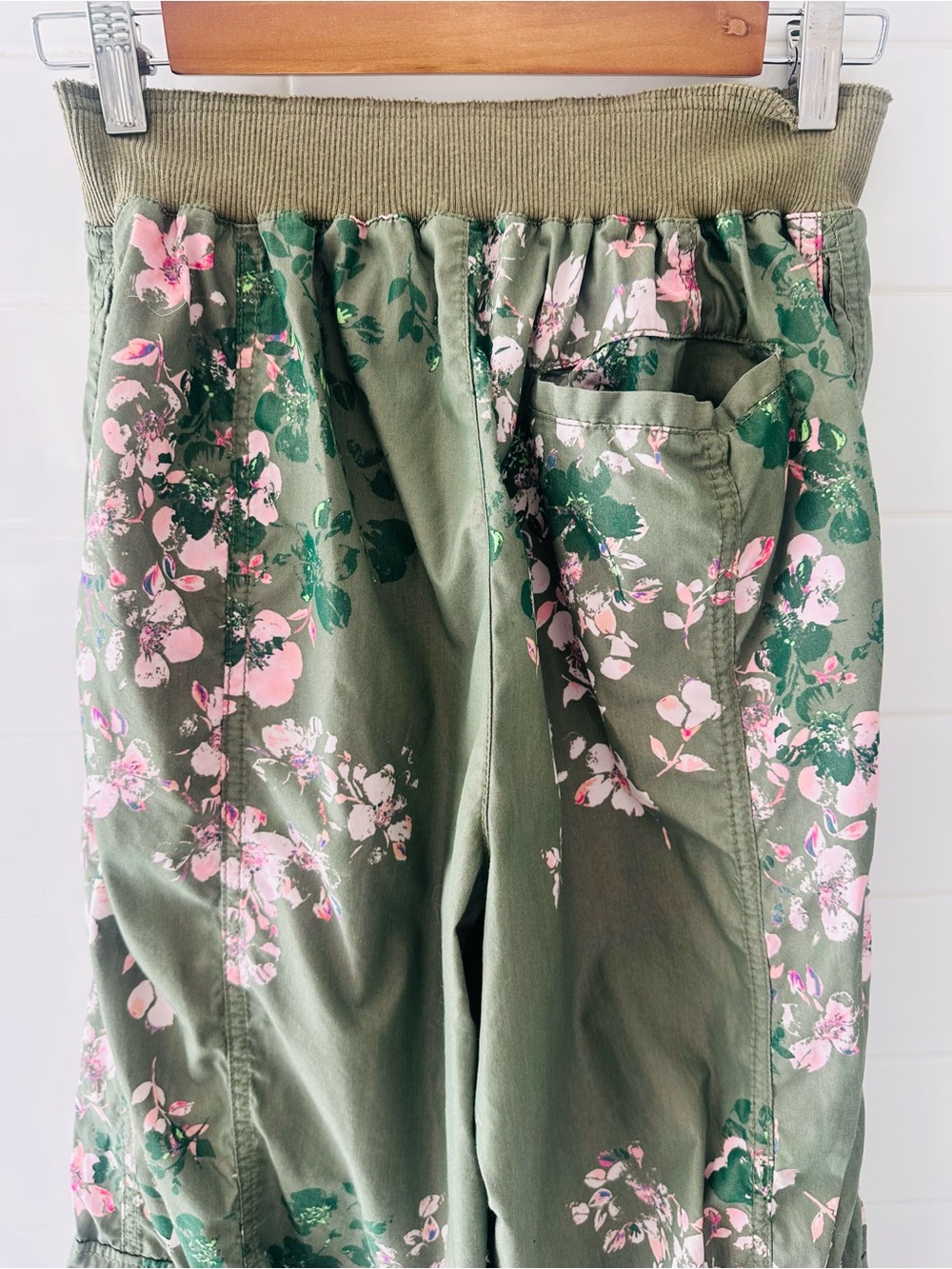 FP Movement Mesmerize Me Green Floral Cargo Pants with Pink Accents - Picture 8 of 11